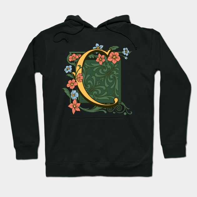 Art Nouveau Letter C, Ornamental Letter C, Art Deco Hoodie by Promen Art